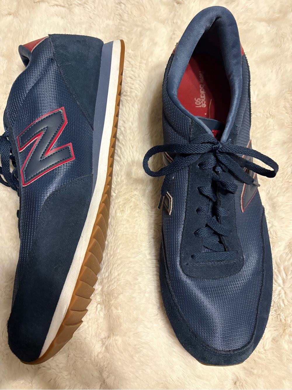 New Balance Navy and Red Retro Runner Sneakers - Men’s Athletic Shoes